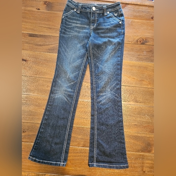 JUSTICE GIRL'S BOOTCUT MID-RISE OUTWARD STITCHING DETAIL SUPERCUTE JEANS SIZE 12 - Picture 6 of 16